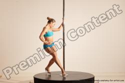 Underwear Gymnastic poses Woman White Moving poses Slim long blond Dynamic poses Academic